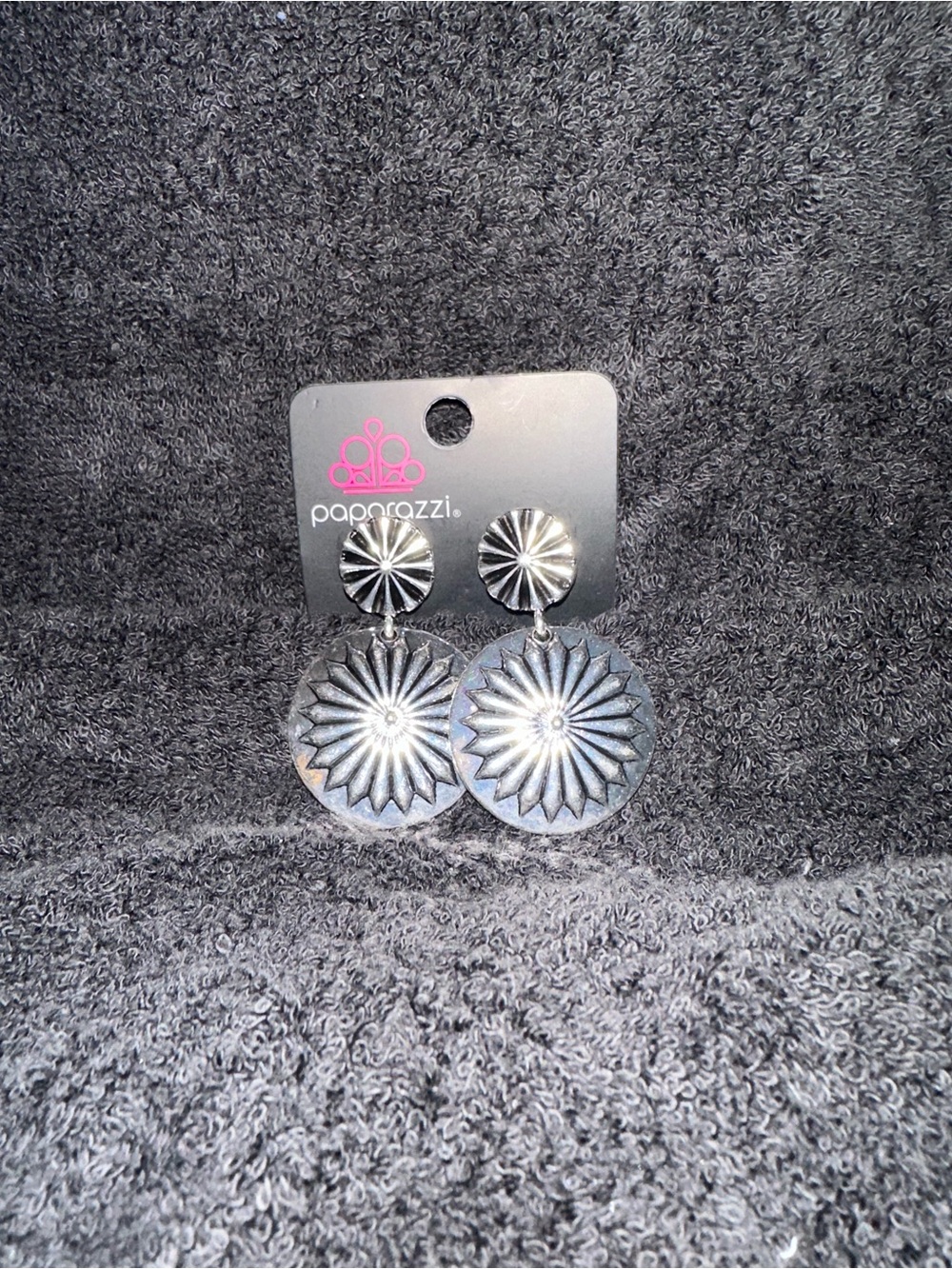 paparazzi Silver Radiant Sunburst Drop Earrings